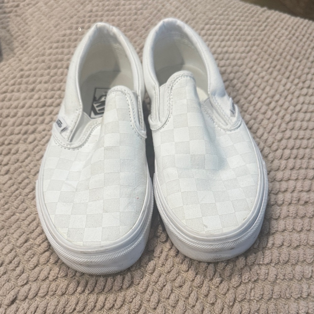 Vans White Checkered Slip-On Sneakers